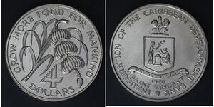 SAINT VINCENT 4 Dollars 1970 - Copper/Nickel - F.A.O. - aUNC - 4375
