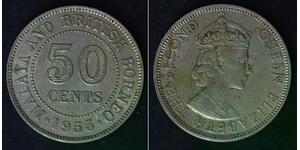 MALAYA AND BRITISH BORNEO 50 Cents 1955 H - Copper/Nickel - VF - 4627