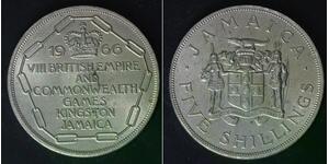 JAMAICA 5 Shilling 1966 - Copper/Nickel - VIII Commonwealth Games - aUNC - 605