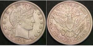 UNITED STATES 1/4 Dollar 1914 - Silver .900 - VF+ - 3344 