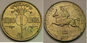 LITHUANIA 1 Centas 1925 - Aluminium-Bronze - XF+ - 101 *