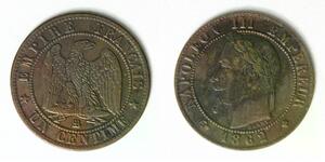 FRANCE 1 Centime 1862 BB - Bronze - Napoleon III. - XF/aUNC - 3872