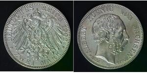 SAXONY ALBERTINE 2 Mark 1902 E - Silver 0.900 - Georg - Death of Albert - 1372