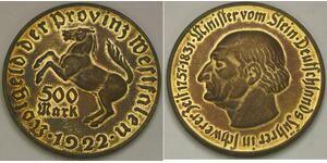 WESTPHALIA (Germany) 500 Mark 1922 - Tombac - Emergency Money - aUNC - 3090 *