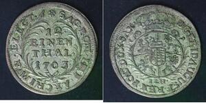 SAXONY ALBERTINE 1/12 Thaler 1703 ILH - Billon - Friedrich August I. - VF - 2142