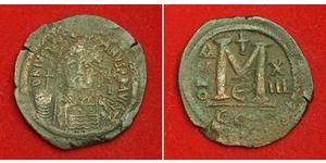  
 
  
 Byzantine Empire, Justinian I (527-565 AD) Large Bronze 40 Nummi Coin. F+ 
   
 Denomination: 40 Nummi Mint period: 539-540 AD Mint Place: Constantinople Emperor: Justinian I (527-565)  C ...