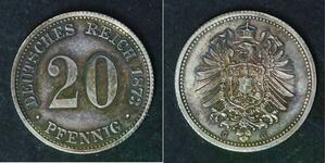 GERMANY 20 Pfennig 1873 G - Silver 0.900 - Wilhelm I. - XF/aUNC - 2241