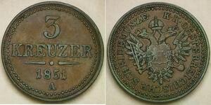 3 Kreuzer Kaisertum Österreich (1804-1867) Kupfer 