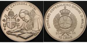 ORDER OF MALTA 10 Liras 2005 Proof - Pope John Paul II Bible Study - 1317 