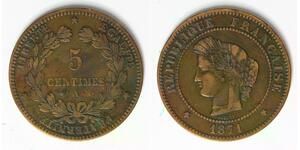 FRANCE 5 Centimes 1871 A - Bronze - VF - 4245