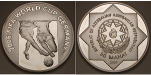 AZERBAIJAN 50 Manat 2004 Proof - Silver 0.925 - FIFA World Cup Germany - 4373 *