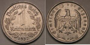 GERMANY (3rd Reich) 1 Reichsmark 1937 F - Nickel - aUNC - 2121 *