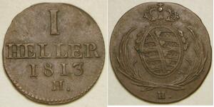 SAXONY (German Kingdom) 1 Heller 1813 H - Friedrich August I. - aUNC - 2635 *