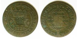 BRAZIL 20 Reis ND - Copper - Countermark on 20 Reis 1729 - 3748
