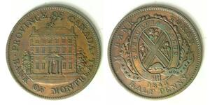 CANADA (Lower Canada) 1 Sou (Half Penny) 1844 - Copper - VF - 4440