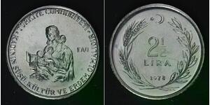 TURKEY 2-1/2 Lira 1978 - Stainless Steel - F.A.O. - aUNC - 4323
