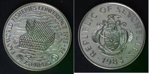 SEYCHELLES 25 Rupees 1983 - Copper/Nickel - World Fisheries Conference. - 3978