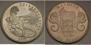 MAYOTTE (France Overseas) 1 Franc 2015 - Cu-Ni - Tyrannosaurus- aUNC - 2615 *