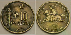 LITHUANIA 10 Centu 1925 - Aluminium-Bronze - VF - 103 *
