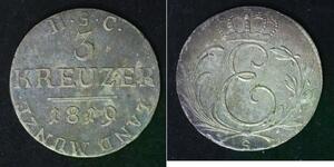SAXE COBURG SAALFELD (German State) 3 Kreuzer 1819 S - Silver 0.243 - 2745
