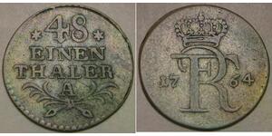 PRUSSIA 1/48 Thaler 1764 A - Billon / Silver - Friedrich II. - VF/XF - 2720 *