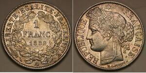FRANCE 1 Franc 1888 A - Silver 0.835 - XF - 299 *