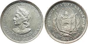 1 Peso El Salvador Plata Cristóbal Colón (1451 - 1506)