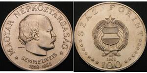 HUNGARY 100 Forint 1968 BP - Silver .640 - Ignac Semmelweis - aUNC - 3171 