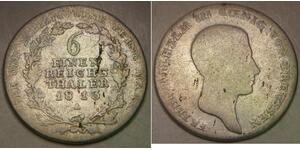 PRUSSIA 1/6 Thaler 1813 A - Silver 0.52 - Friedrich Wilhelm III. - VF - 2641 *