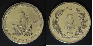 TURKEY 5 Lira 1976 - Stainless Steel - F.A.O. - aUNC - 3246