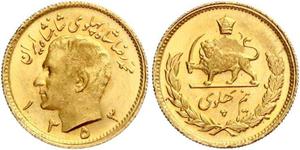 1974,Iran. Mohammed Reza Pahlevi, Shah 1941-1979. 1/2 Pahlavi SH 1353 (1974). K.M. 1161, Friedberg 101. GOLD. Vorzüglich - Stempelglanz.