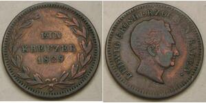 BADEN (German Grand Duchy) 1 Kreuzer 1829 - Copper - Ludwig I. - VF+ - 4071 *