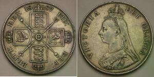 GREAT BRITAIN Double Florin 1887 - Silver 0.925 - Queen Victoria - VF/XF - 363 *