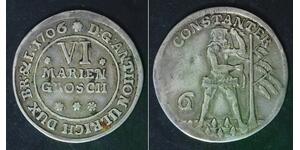 BRUNSWICK WOLFENBUTTEL 6 Mariengroschen 1706 - Silver - Anton Ulrich - VF - 2397