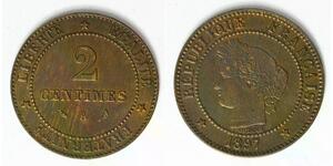 FRANCE 2 Centimes 1897 A - Bronze - aUNC - 4361