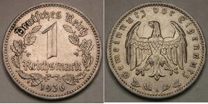 GERMANY (3rd Reich) 1 Reichsmark 1936 A - Nickel - XF+ - 2118 *
