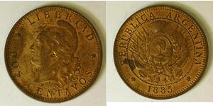 ARGENTINA 2 Centavos 1885 - Bronze - XF - 3534