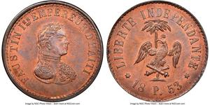 1853,Faustin I copper Pattern 10 Centimes 1853 MS65 Red and Brown NGC, KM-Pn51.HID05401242017.