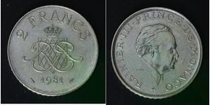 MONACO 2 Francs 1981 (a) - Nickel - Rainier III. - XF/aUNC - 4599
