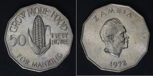 ZAMBIA 50 Ngwee 1972 - Copper/Nickel - F.A.O. - aUNC - 4299