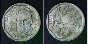 FRANCE 2 Francs 1995 - Nickel - Louis Pasteur - aUNC - 1536