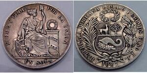 Peru - 1887 TF - Silver Sol - KM# 196.22