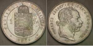 HUNGARY 1 Forint 1879 KB - Silver 0.9 - Franz Joseph I. - XF+ - 3141 *