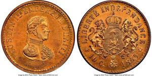 1855,Faustin I copper Proof Pattern 10 Centimes 1855 PR65+ Red NGC, KM-Pn69. Sold with old Jess Peters auction envelope. HID05401242017.