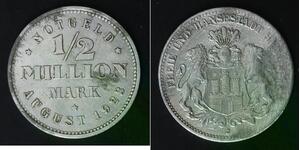 HAMBURG 500000 Mark 1923 - Aluminum - Notgeld / Emergency Money - VF - 2201
