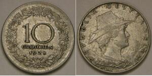 AUSTRIA 10 Groschen 1928 - Copper-Nickel - XF - 1812 *