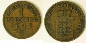 SCHWARZBURG SONDERSHAUSEN 1 Pfennig 1846 A - Gnther Friedrich Karl II. - 398