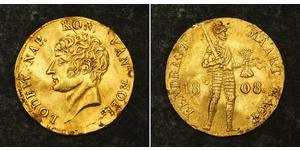  
 
   1808, Kingdom of Holland, Louis Napoleon. Gold Ducat Coin.(Damaged!) Very Rare!  Mint Year: 1808 Denominations: Gold Ducat Reference: KM-35 ($900 in VF!). Condition: Tooling marks on edge  ...