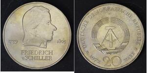 GERMANY (DDR) 20 Mark 1972 A - Copper/Nickel - Friedrich von Schiller - 1692