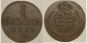 SAXONY (German Kingdom) 1 Heller 1813 H - Friedrich August I. - XF/aUNC - 2687 *